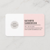 CUSTOM LOGO modern minimal blush roze wit Visitekaartje (Voorkant)