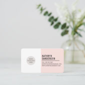 CUSTOM LOGO modern minimal blush roze wit Visitekaartje (Staand voorkant)