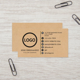 Custom logo modern minimalistisch Kraft papier Visitekaartje