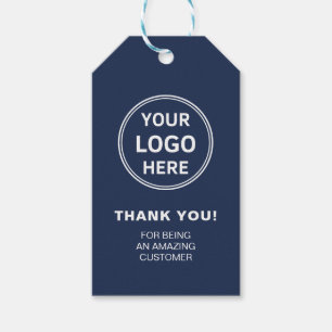 Custom Logo Navy Blue Bedankt Zakelijk Cadeaulabel