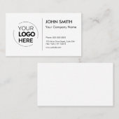 Custom Logo Professional Modern Minimalistisch Wit Visitekaartje (Voorkant / Achterkant)