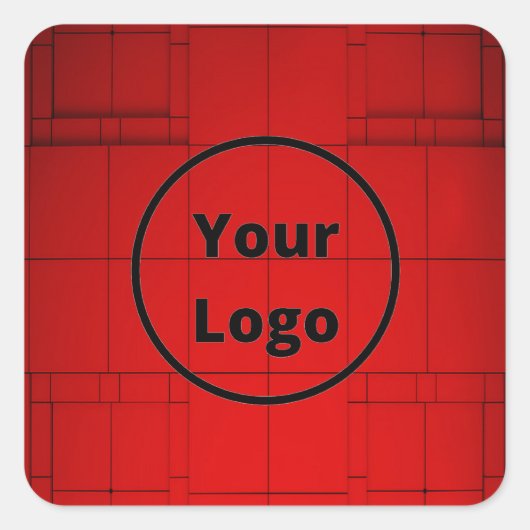 Custom logo red abstract architecture steps vierkante sticker (Voorkant)