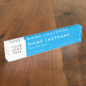 Custom Logo Sky Blue Bright Modern Naambordje (Zijkant)