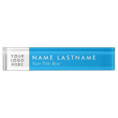 Custom Logo Sky Blue Bright Modern Naambordje (Voorkant)