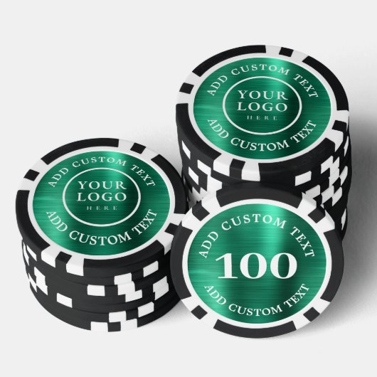Custom Logo & Text Green Business Casino Night Poker Chips (Opstapeling)