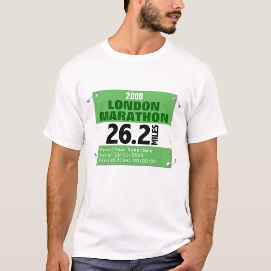 Custom London Marathon Race Number, 26.2 Miles T-shirt (Voorkant)