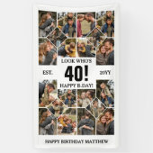 Custom Look Who's 40 Happy Birthday Fotocollage Spandoek (Verticaal)