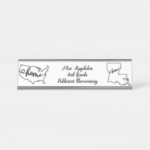 Custom Louisiana State US Home Line Art Bureau Naambordje