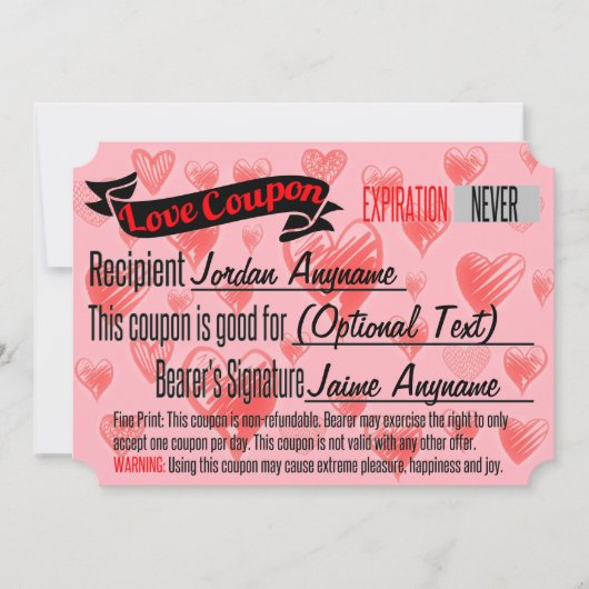 CUSTOM Love Coupon voor BLANK Kaart (Voorkant)