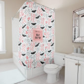 Custom Love Gift Shower Curtain Hand Drawn Hearts Douchegordijn (In situ)