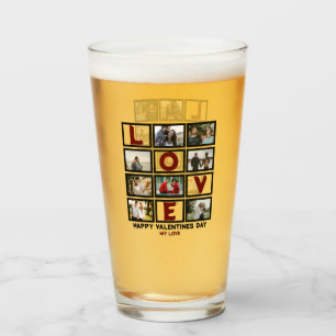 Custom Love Happy Valentines Day 8 Photo Collage Glas