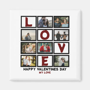 Custom Love Happy Valentines Day 8 Photo Collage Magneet