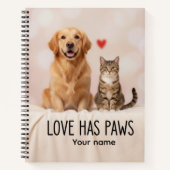 Custom Love Has Paws Canvas Notitieboek (Voorkant)