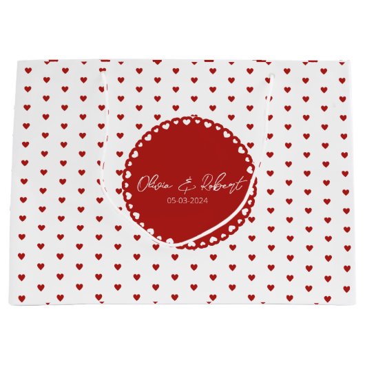 Custom Love Heart Gift Bag voor Koppels Groot Cadeauzakje (Voorkant)