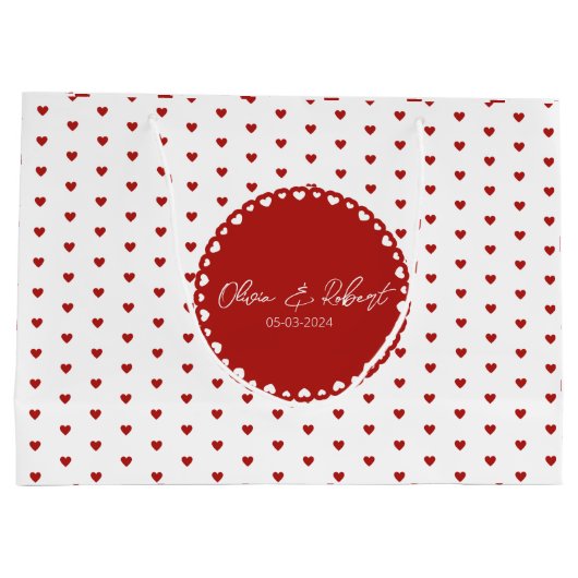 Custom Love Heart Gift Bag voor Koppels Groot Cadeauzakje (Achterkant)