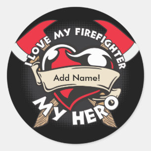 Custom Love My Firefighter Ronde Sticker