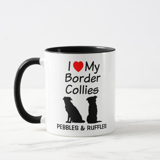 Custom Love My Two Border Collie Dogs Mok (Links)