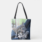 Custom Love Paw Cat Lover Pet Photo Tas (Achterkant)