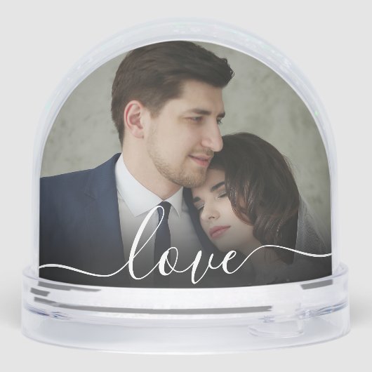 Custom Love Simple Modern Script 2 Photo Snow Glob Sneeuwbol (Achterkant)