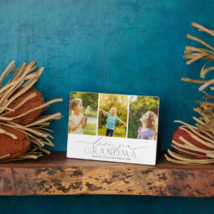 Custom Love You Grandma 3 Photo Collage Plaque Fotoplaat