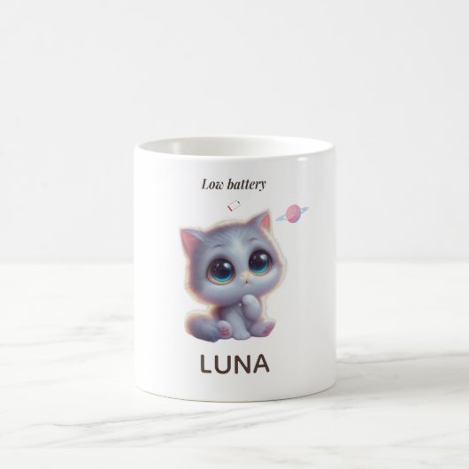 Custom Low Battery Cat Mug (Centre)