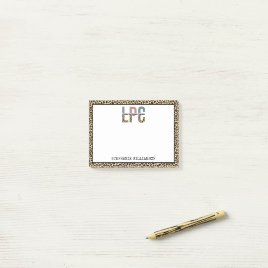 Custom LPC Licensed Professional Counselor Cheetah Post-it® Notes (Op bureau)
