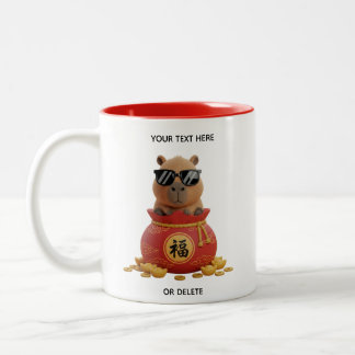 Custom Lunar Fortune Bag Capybara Red Two-Tone Mug Tweekleurige Koffiemok