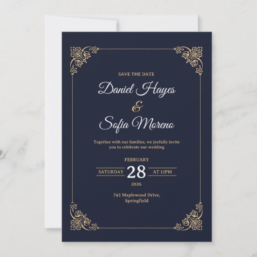 Custom Luxury Gold Wedding Invitation  (Devant)
