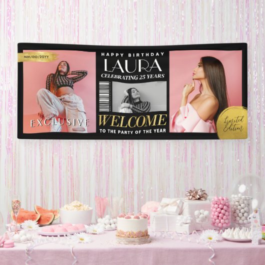 Custom Magazine Hoesje Moderne Verjaardagsbanner Spandoek (Feest)