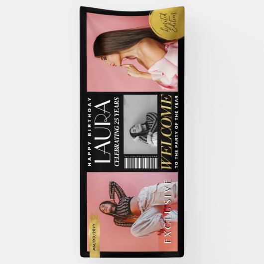 Custom Magazine Hoesje Moderne Verjaardagsbanner Spandoek (Verticaal)