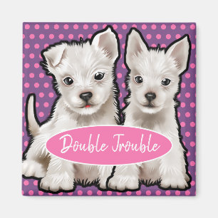 Custom Magnet dubbele moeite leuke puppies. Magneet