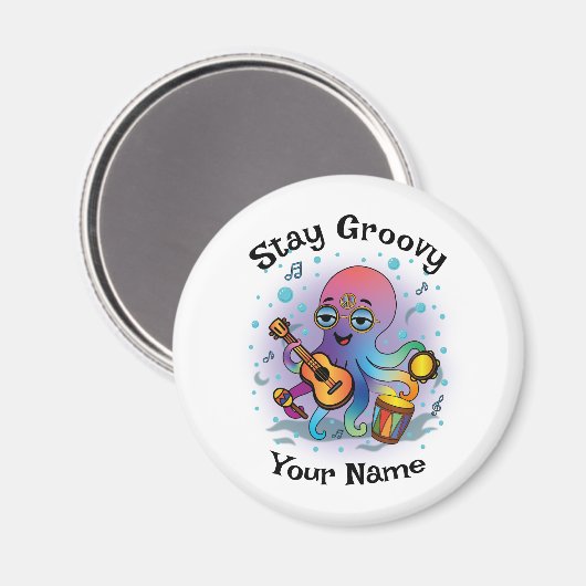Custom Magnet | Retro Octopus | Name & Text (Recto/Verso)