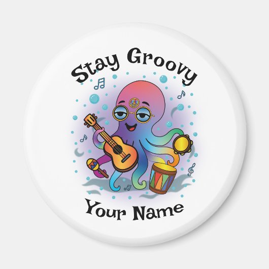 Custom Magnet | Retro Octopus | Name & Text (Devant)