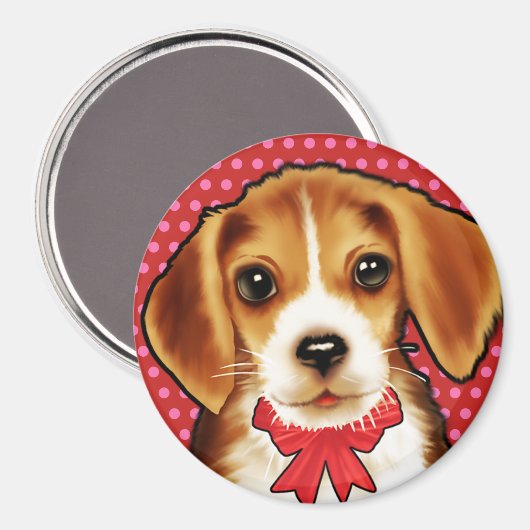 Custom Magnet schattige Beagle pup. Magneet (Voorkant / Achterkant)