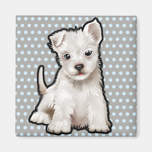 Custom Magnet schattige puppy karakters. Magneet (Voorkant)