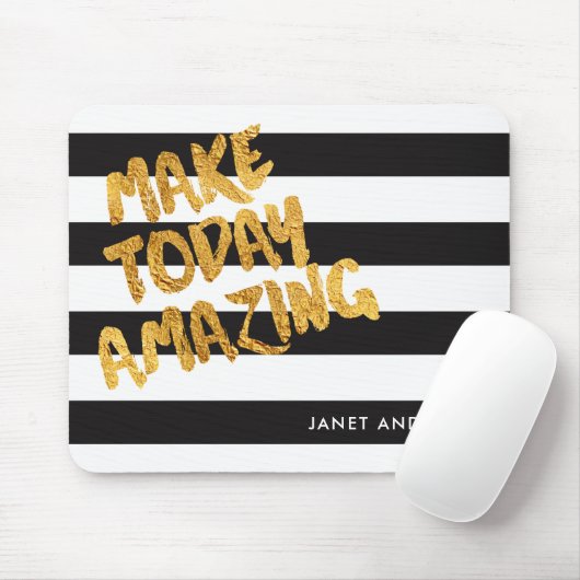 Custom Make Vandaag Verbazingwekkend Zwart en Goud Muismat (Met muis)