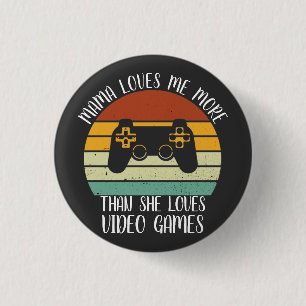 CUSTOM Mama houdt meer van me dan van videogame Ronde Button 3,2 Cm