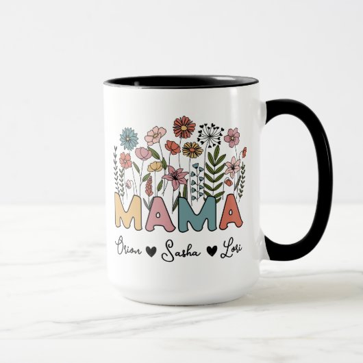 Custom Mama Mug Featuring Her Kids' Names Mok (Rechts)