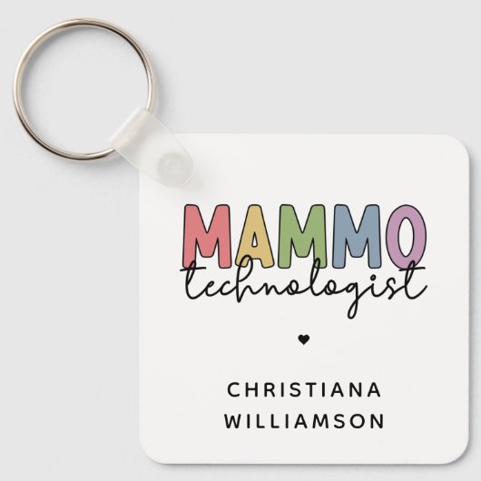 Custom Mammo Technoloog Mammography Tech Sleutelhanger (Voorkant)