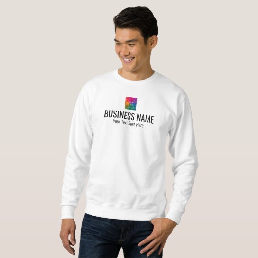 Custom Mannen Modern Elegant Wit Uw Logo Hier Trui (Voorkant volledig)
