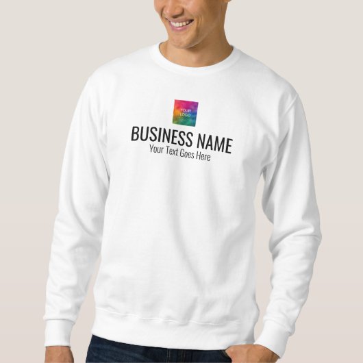 Custom Mannen Modern Elegant Wit Uw Logo Hier Trui (Voorkant)
