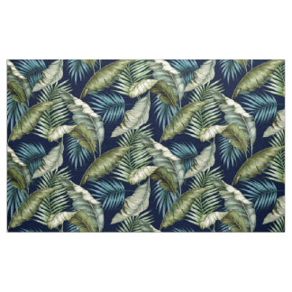 CUSTOM Marilyn-2 Hawaiian Leaves Green Blauwgroen  Stof