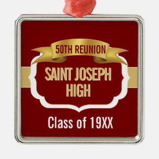 Custom Maroon 50th Class Reunion  Metalen Ornament