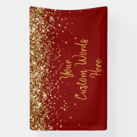 Custom Maroon and Gold Birthday Party Photo Prop Spandoek (Verticaal)