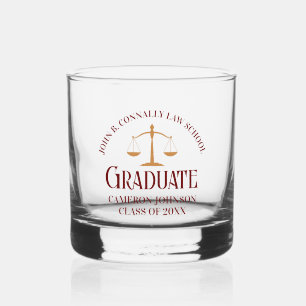 Custom Maroon Law School Afstuderen Herdenking Whisky Glas