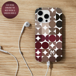 Custom Maroon Rood Beige Tan Bruin Retro Patroon iPhone 15 Pro Max Hoesje