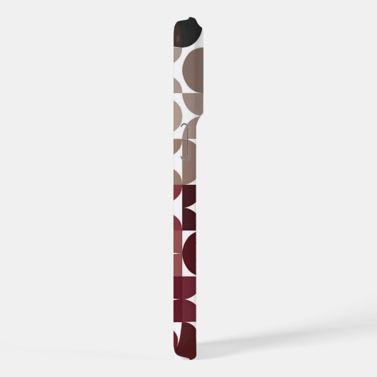 Custom Maroon Rood Beige Tan Bruin Retro Patroon iPhone Hoesje (Rechterkant)