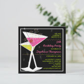 CUSTOM Martini Cocktail Birthday Party Invitation Kaart (Staand voorkant)