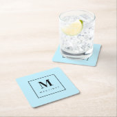 Custom Marvelous Monogram Lichtblauw Vierkante Kartonnen Onderzetter (Insitu)