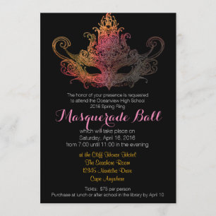 Custom Masquerade Ball-uitnodigingen - Spring Flin Kaart